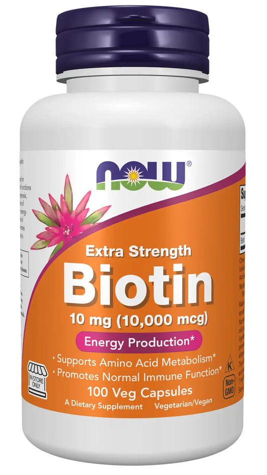 Biotin 10 mg (10,000 mcg), Extra Strength Veg Capsules